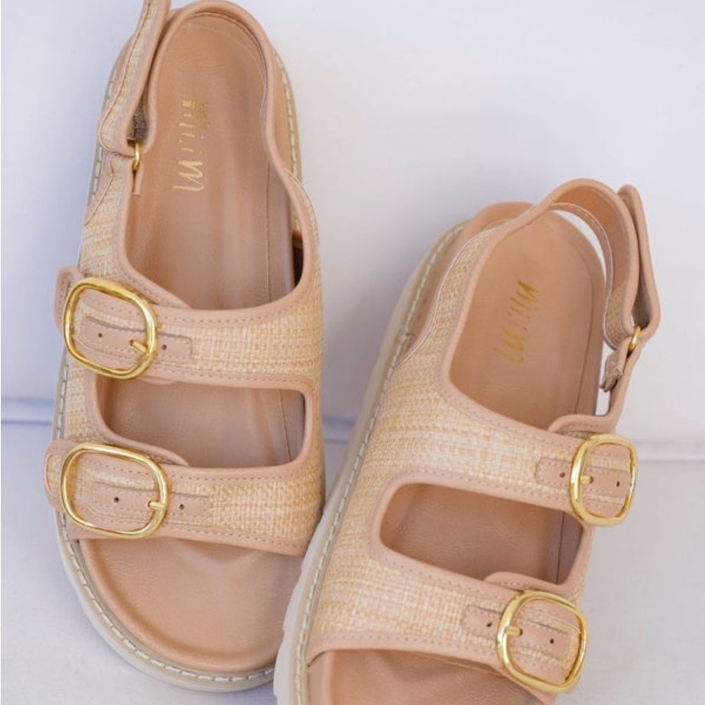 Stylish Beige Sandals with Gold Accents